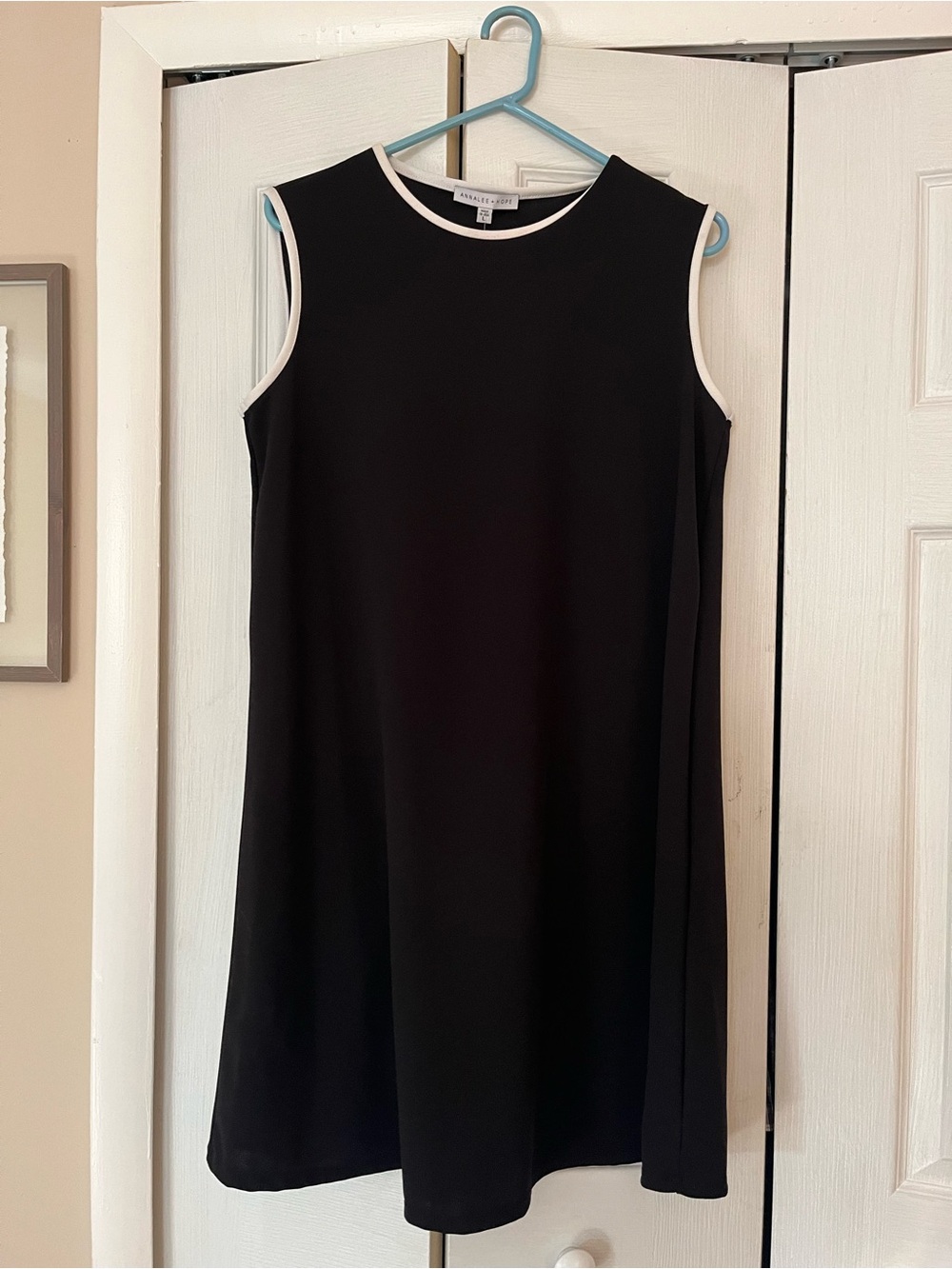 Annalee + Hope Black Shift Dress with White Trim